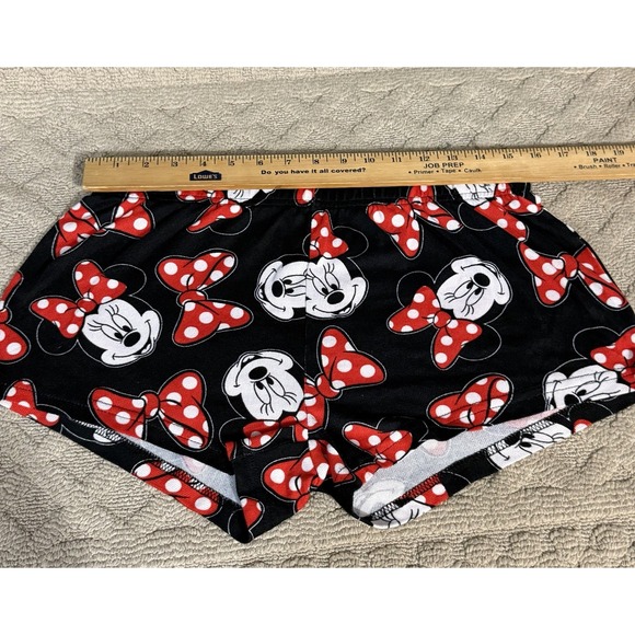 Disney Minnie Mouse Shorts Womens Small Black Red Bow Lounge Sleepwear - Picture 8 of 10